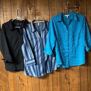 BUNDLE OF 3 COLLARED BLOUSES, JM COLLECTION, JOHN ST. BAY, SONOMA SIZES 14W XL